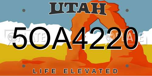 5OA4220 Utah License Plate