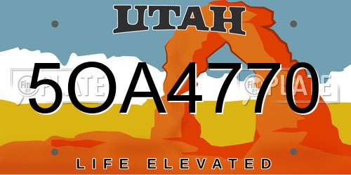 5OA4770 Utah License Plate