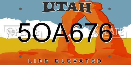 5OA676 Utah License Plate
