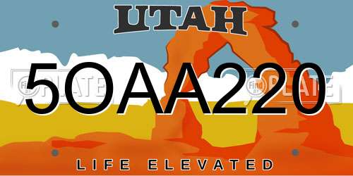 5OAA220 Utah License Plate