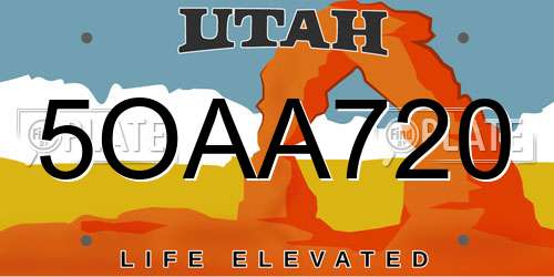 5OAA720 Utah License Plate