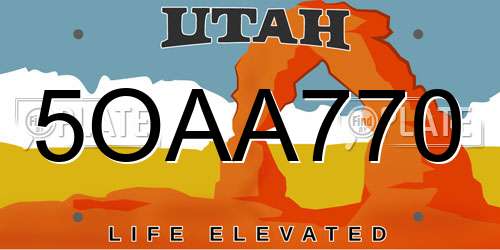 5OAA770 Utah License Plate