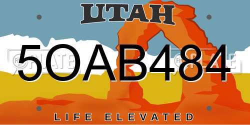 5OAB484 Utah License Plate