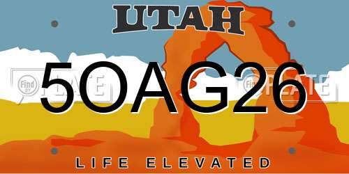 5OAG26 Utah License Plate