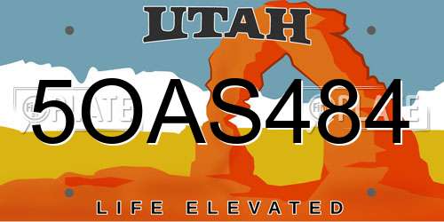 5OAS484 Utah License Plate