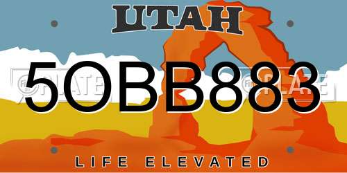 5OBB883 Utah License Plate