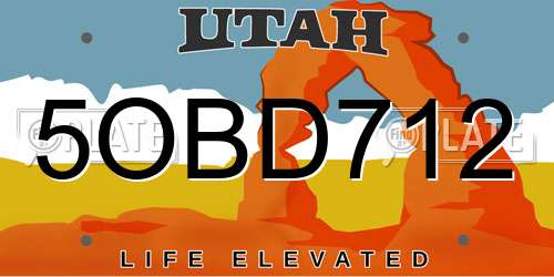 5OBD712 Utah License Plate