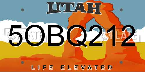 5OBQ212 Utah License Plate