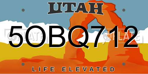 5OBQ712 Utah License Plate
