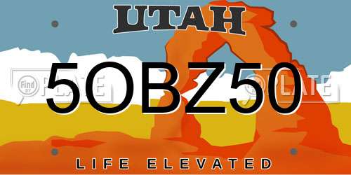 5OBZ50 Utah License Plate