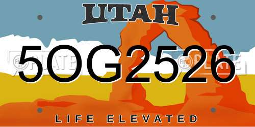 5OG2526 Utah License Plate