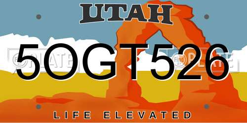 5OGT526 Utah License Plate