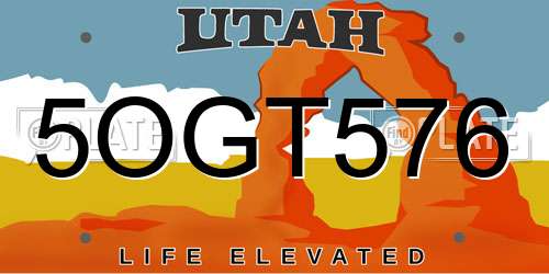 5OGT576 Utah License Plate
