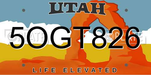 5OGT826 Utah License Plate