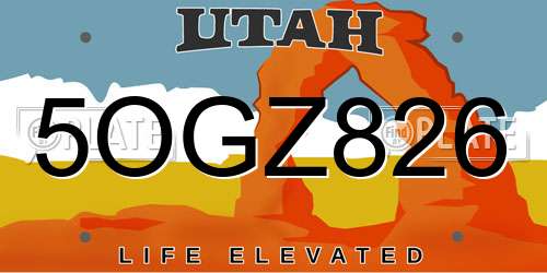 5OGZ826 Utah License Plate