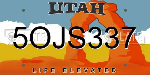 5OJS337 Utah License Plate