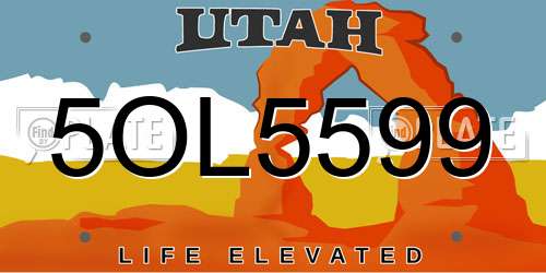 5OL5599 Utah License Plate