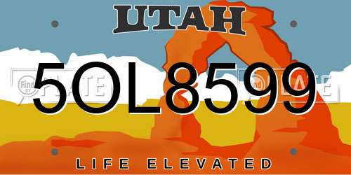 5OL8599 Utah License Plate
