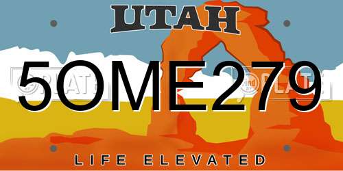 5OME279 Utah License Plate