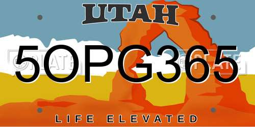 5OPG365 Utah License Plate