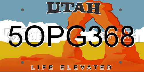 5OPG368 Utah License Plate