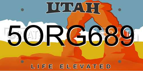 5ORG689 Utah License Plate