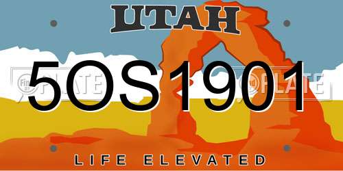 5OS1901 Utah License Plate