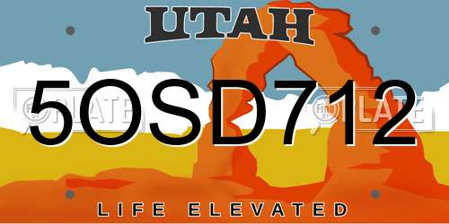 5OSD712 Utah License Plate
