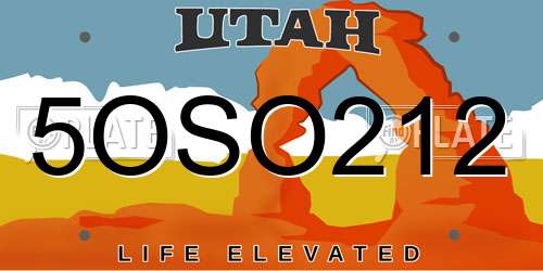 5OSO212 Utah License Plate