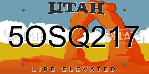5OSQ217 Utah License Plate