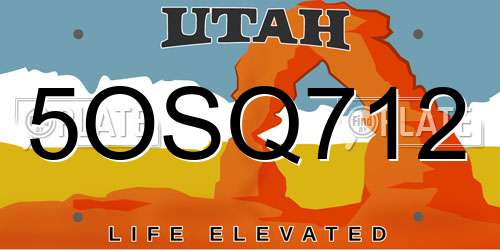 5OSQ712 Utah License Plate