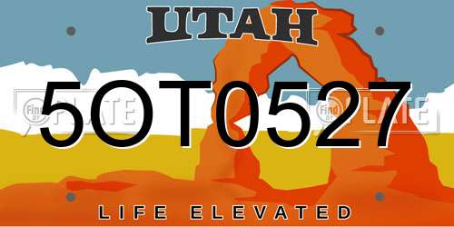 5OT0527 Utah License Plate
