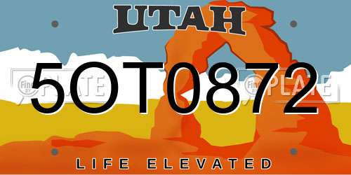 5OT0872 Utah License Plate