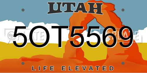 5OT5569 Utah License Plate