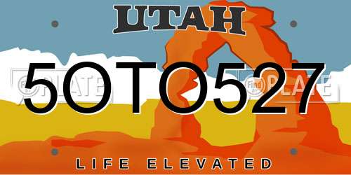 5OTO527 Utah License Plate