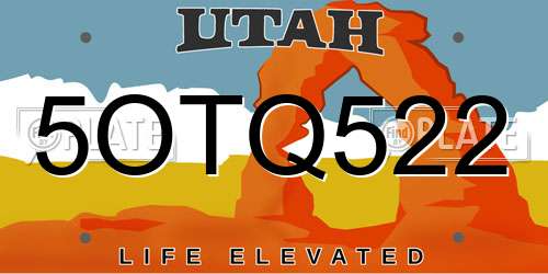 5OTQ522 Utah License Plate