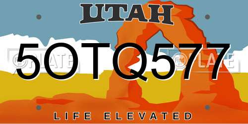 5OTQ577 Utah License Plate
