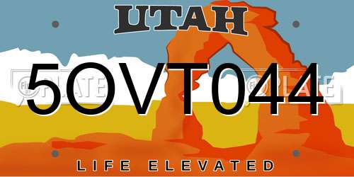 5OVT044 Utah License Plate