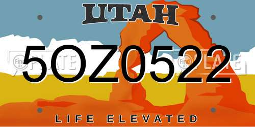 5OZ0522 Utah License Plate