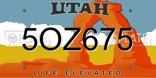 5OZ675 Utah License Plate