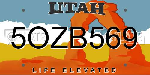 5OZB569 Utah License Plate