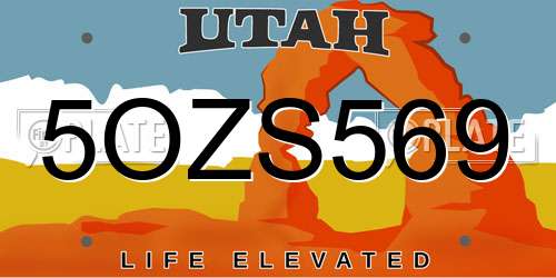 5OZS569 Utah License Plate