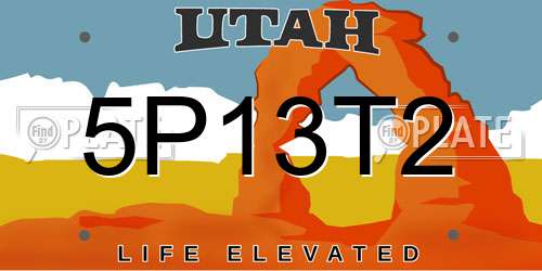 5P13T2 Utah License Plate
