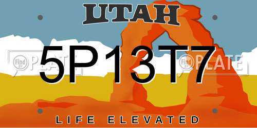 5P13T7 Utah License Plate
