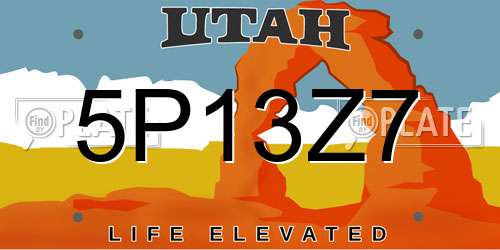 5P13Z7 Utah License Plate