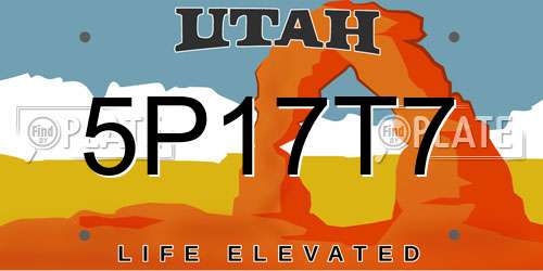 5P17T7 Utah License Plate