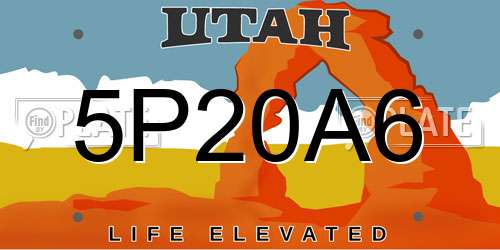 5P20A6 Utah License Plate