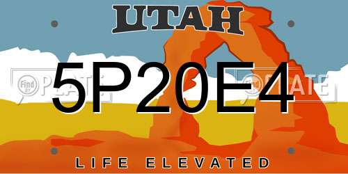 5P20E4 Utah License Plate