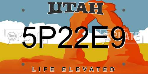 5P22E9 Utah License Plate