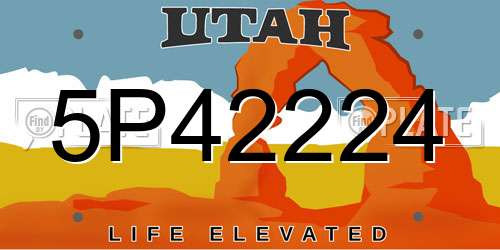 5P42224 Utah License Plate